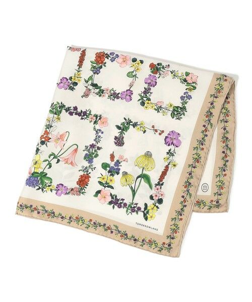 TOMORROWLAND / トゥモローランド バンダナ・スカーフ | ATELIER TOMORROW FLOWER FLAME シルク スカーフ（12 ホワイト系）