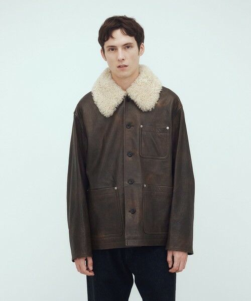 TOMORROWLAND / トゥモローランド レザーブルゾン・ジャケット | ラムレザー ムートンカラーショートコート | 詳細2