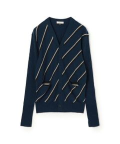 TOMORROWLAND / トゥモローランド ニット・セーター | ウールカシミヤ インターシャストライプ Vネックカーディガン