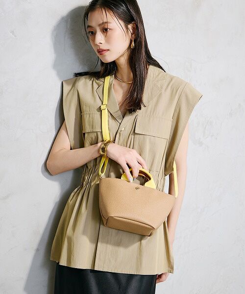 TOPKAPI / トプカピ トートバッグ | [トプカピ ブレス] TOPKAPI BREATH スコッチグレイン ネオレザー ショルダー付き ミニ トートバッグ プレーン | 詳細14