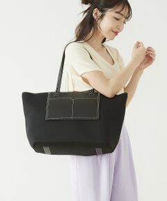 TOPKAPI / トプカピ トートバッグ | 【TREASURE TOPKAPI】 ネオプレン × スムースレザー フロントポケット トートバッグ