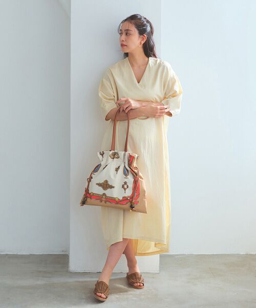 TOPKAPI / トプカピ トートバッグ | 【新色追加】【TREASURE TOPKAPI】マイルドサテン スカーフ柄 巾着 トート バッグ | 詳細8