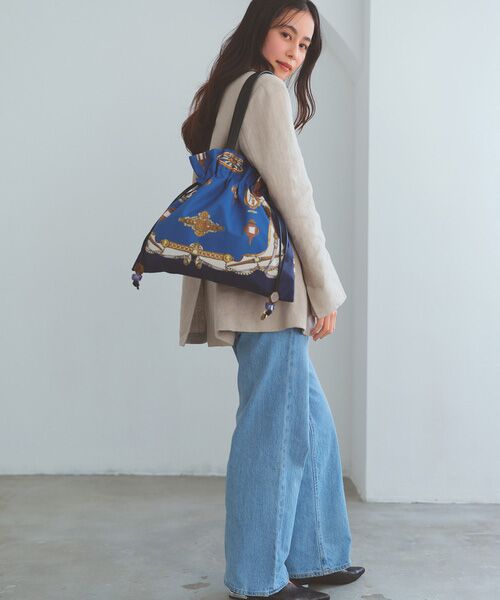 TOPKAPI / トプカピ トートバッグ | 【新色追加】【TREASURE TOPKAPI】マイルドサテン スカーフ柄 巾着 トート バッグ | 詳細14