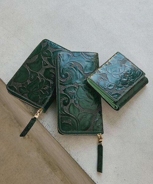 TOPKAPI/トプカピ 【TREASURE TOPKAPI】ローズエンボス ツヤ レザー ラウンドファスナー 長財布 グリーン F TOPKAPI/トプカピ 【TREASURE TOPKAPI】ローズエンボス ツヤ レザー ラウンドファスナー 長財布 グリーン F