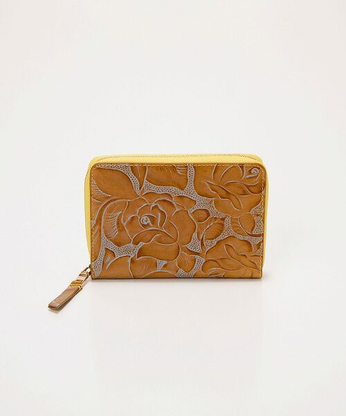 TOPKAPI / トプカピ 財布・コインケース・マネークリップ | 【TREASURE TOPKAPI】ローズエンボス ツヤ レザー ラウンドファスナー 二つ折り財布/パスポート対応 | 詳細13