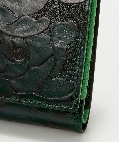 TOPKAPI / トプカピ 財布・コインケース・マネークリップ | 【TREASURE TOPKAPI】ローズエンボス ツヤ レザー 二つ折り財布 | 詳細1