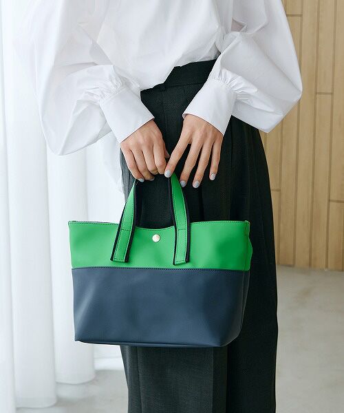 TOPKAPI/トプカピ 【Breath TOPKAPI】Bright ブライト カラーブロックミニ トートバッグ グリーン F TOPKAPI/トプカピ 【Breath TOPKAPI】Bright ブライト カラーブロックミニ トートバッグ グリーン F