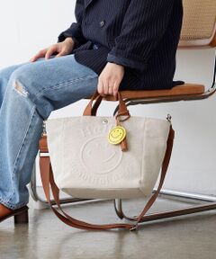 TOPKAPI / トプカピ トートバッグ | 【Breath TOPKAPI】SMILE COLLECTION エンボス スマイル 2way トートバッグ /スマイルチャーム付き