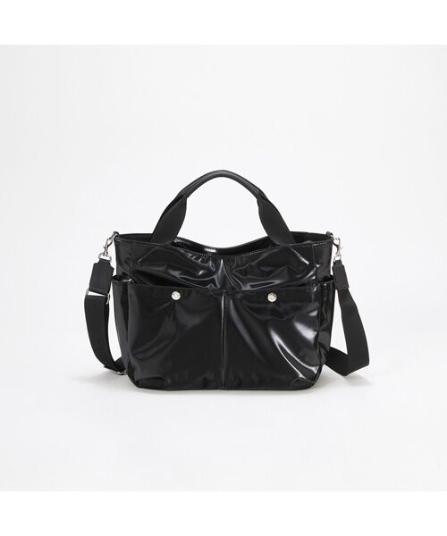 TOPKAPI/トプカピ 【Breath TOPKAPI】Train 防水ポリエステル ショルダー付き A4 トートバッグ / キャリー対応 ブラック F TOPKAPI/トプカピ 【Breath TOPKAPI】Train 防水ポリエステル ショルダー付き A4 トートバッグ / キャリー対応 ブラック F