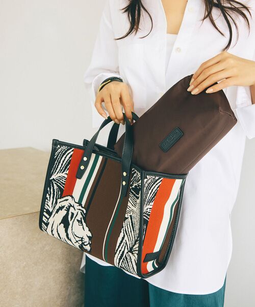 TOPKAPI / トプカピ トートバッグ | 【TREASURE TOPKAPI】ニットジャガード ライオン柄 2way ミニ トートバッグ | 詳細1