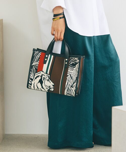 TOPKAPI / トプカピ トートバッグ | 【TREASURE TOPKAPI】ニットジャガード ライオン柄 2way ミニ トートバッグ | 詳細3