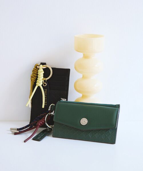 TOPKAPI/トプカピ 【TREASURE TOPKAPI】スムースレザー 幾何柄 フラグメントケース ダークグリーン F