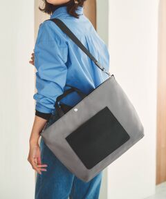 TOPKAPI / トプカピ トートバッグ | 【Breath TOPKAPI sis】【WEB限定】ナイロン レザーポケット トートバッグ ショルダー付き A4 / 軽量 / CALM カーム 