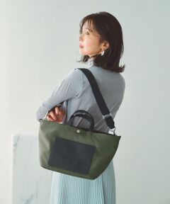 TOPKAPI / トプカピ トートバッグ | 【Breath TOPKAPI sis】【WEB限定】ナイロン レザーポケット ミニ トートバッグ ショルダー付き 軽量 / CALM カーム 