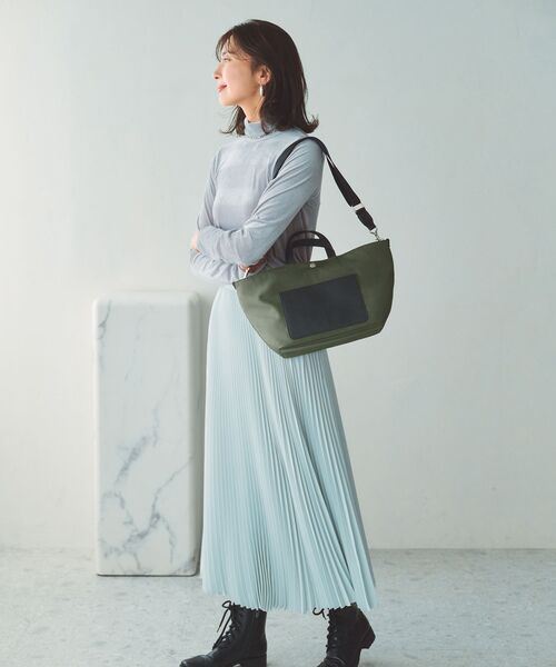TOPKAPI / トプカピ トートバッグ | 【Breath TOPKAPI sis】【WEB限定】ナイロン レザーポケット ミニ トートバッグ ショルダー付き 軽量 / CALM カーム  | 詳細25