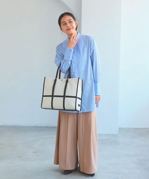 TOPKAPI / トプカピ トートバッグ | 【Breath TOPKAPI】FRAME フレーム レザーベルト スクエア トートバッグ　A4 / 軽量 | 詳細3