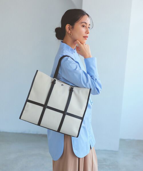 TOPKAPI / トプカピ トートバッグ | 【Breath TOPKAPI】FRAME フレーム レザーベルト スクエア トートバッグ　A4 / 軽量 | 詳細5