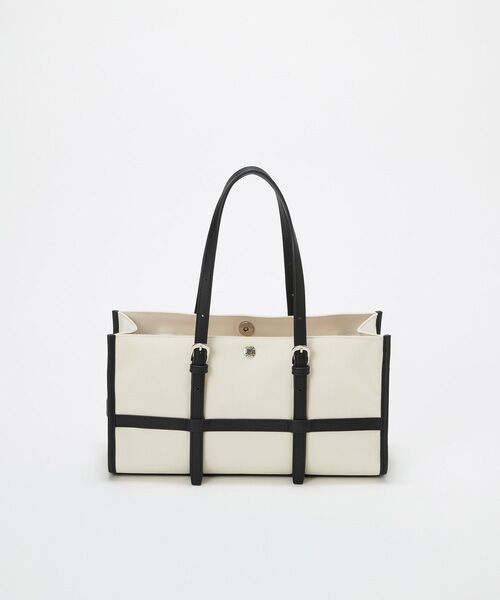 TOPKAPI / トプカピ トートバッグ | 【Breath TOPKAPI】FRAME フレーム レザーベルト ワイド ミニ トートバッグ（オフ）