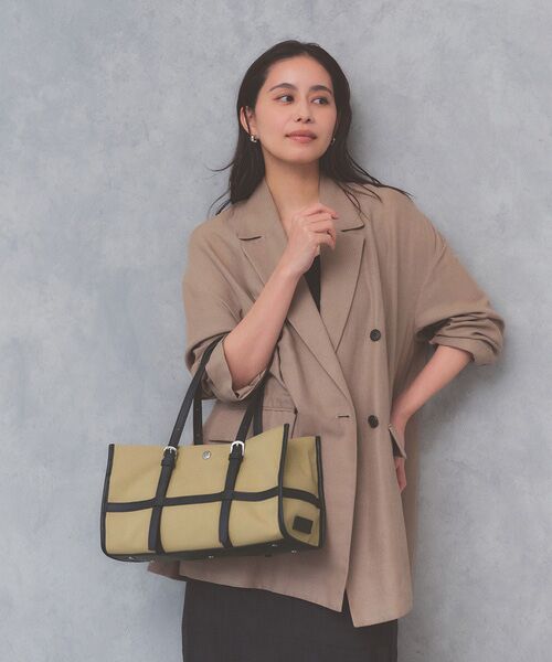 TOPKAPI / トプカピ トートバッグ | 【Breath TOPKAPI】FRAME フレーム レザーベルト ワイド ミニ トートバッグ（ベージュ）