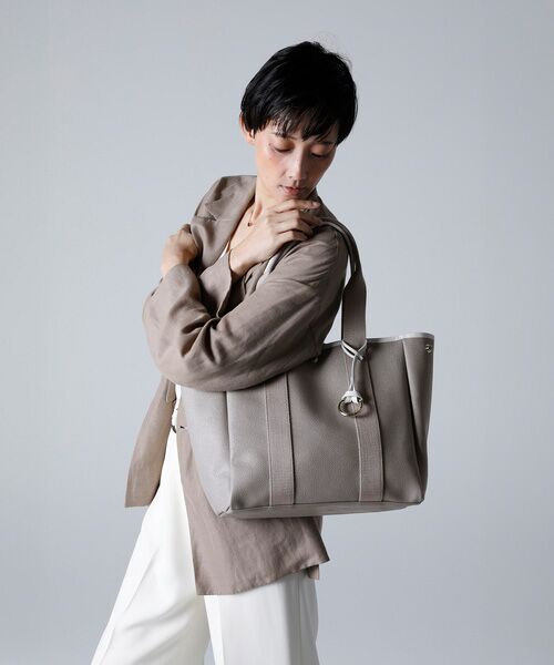 TOPKAPI / トプカピ トートバッグ | 【Breath TOPKAPI】SCOTCH GRAIN スコッチグレイン ロングハンドル ボックス トートバッグ チャーム付き　A4 / 2way　 | 詳細3
