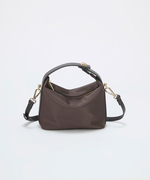 TOPKAPI / トプカピ トートバッグ | 【TREASURE TOPKAPI】ナイロン レザーコンビ ハンドルオープン ミニ ショルダーバッグ （チョコレート）