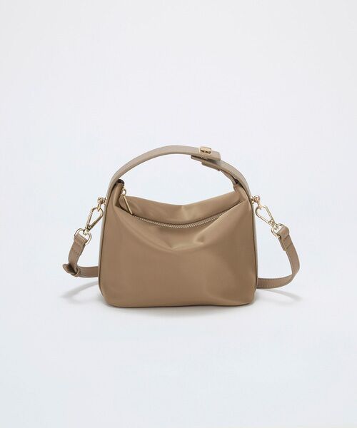 TOPKAPI / トプカピ トートバッグ | 【TREASURE TOPKAPI】ナイロン レザーコンビ ハンドルオープン ミニ ショルダーバッグ （グレージュ）