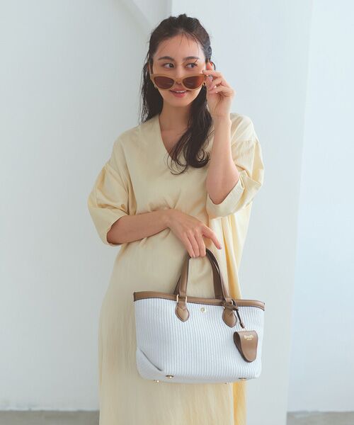 TOPKAPI / トプカピ トートバッグ | 【Breath TOPKAPI】サングラスホルダー付き レザーコンビ カゴバッグ M  | 詳細4