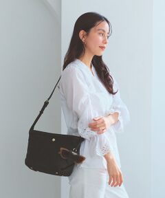 TOPKAPI / トプカピ ショルダーバッグ | 【Breath TOPKAPI】サングラスホルダー付き レザーコンビ カゴ ショルダーバッグ 