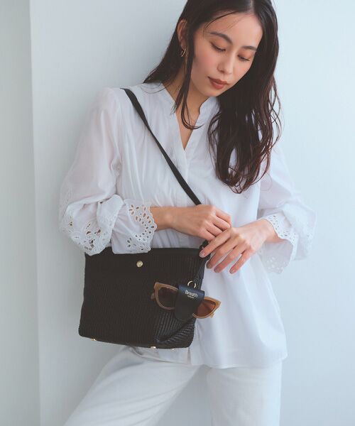 TOPKAPI / トプカピ ショルダーバッグ | 【Breath TOPKAPI】サングラスホルダー付き レザーコンビ カゴ ショルダーバッグ  | 詳細1