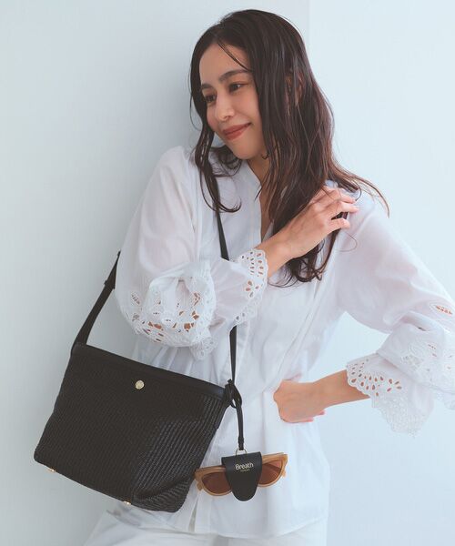 TOPKAPI / トプカピ ショルダーバッグ | 【Breath TOPKAPI】サングラスホルダー付き レザーコンビ カゴ ショルダーバッグ  | 詳細2