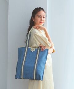 TOPKAPI / トプカピ トートバッグ | 【TREASURE TOPKAPI】レザーコンビ ストライプハンドル スリム トートバッグ　A4 / 軽量