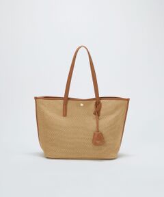 TOPKAPI / トプカピ トートバッグ | 【Breath TOPKAPI】レザーコンビ 雑材風 シンプル トートバッグ チャーム付き　A4 / 軽量
