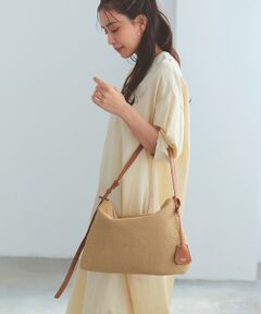 TOPKAPI / トプカピ ショルダーバッグ | 【Breath TOPKAPI】レザーコンビ 雑材風 シンプル ショルダーバッグ チャーム付き