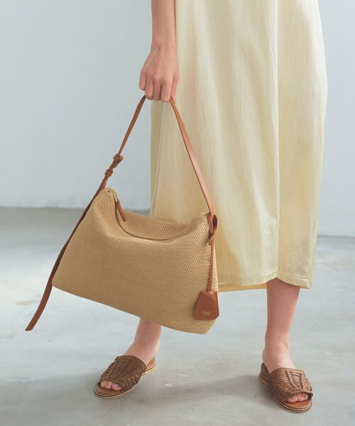 TOPKAPI / トプカピ ショルダーバッグ | 【Breath TOPKAPI】レザーコンビ 雑材風 シンプル ショルダーバッグ チャーム付き | 詳細3