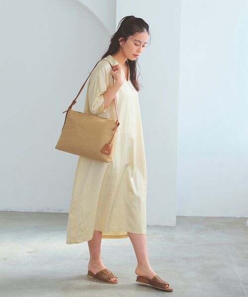 TOPKAPI / トプカピ ショルダーバッグ | 【Breath TOPKAPI】レザーコンビ 雑材風 シンプル ショルダーバッグ チャーム付き | 詳細4