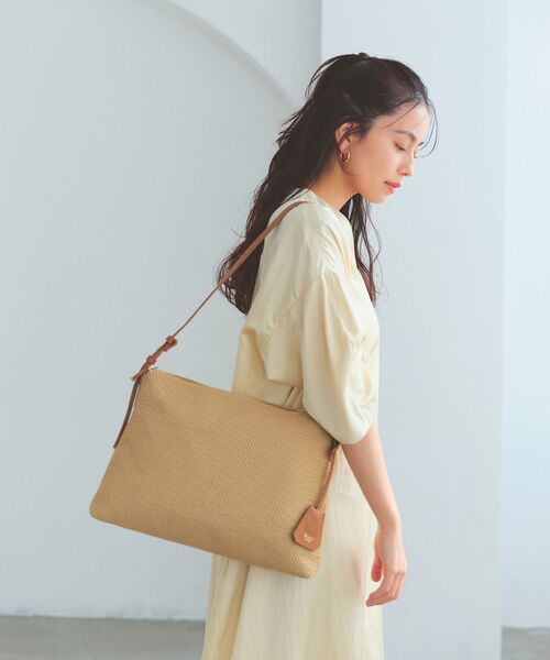 TOPKAPI / トプカピ ショルダーバッグ | 【Breath TOPKAPI】レザーコンビ 雑材風 シンプル ショルダーバッグ チャーム付き | 詳細5