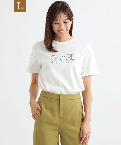 【L】【ウォッシャブル】ハイゲージスムースロゴプリントTシャツ