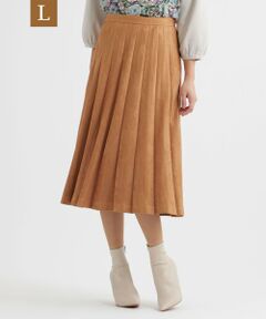 TRANS WORK (大きいサイズ) / トランスワーク (オオキイサイズ) ロング・マキシ丈スカート | 【L】【セットアップ対応】【ウォッシャブル】フェイクスエードプリーツスカート