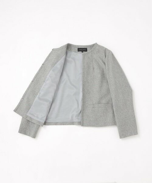 TRANS WORK (大きいサイズ) / トランスワーク (オオキイサイズ) テーラードジャケット | 【L】【セットアップ対応】【美シリーズ】【ウォッシャブル】ミックスツィードノーカラージャケット | 詳細9