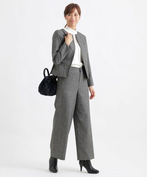 TRANS WORK (大きいサイズ) / トランスワーク (オオキイサイズ) その他パンツ | 【L】【セットアップ対応】【美シリーズ】【ウォッシャブル】ミックスツィードワイドパンツ | 詳細2