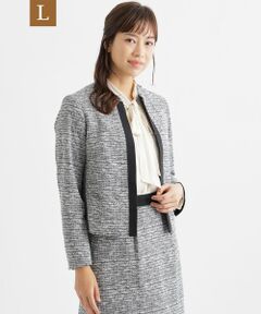 TRANS WORK (大きいサイズ) / トランスワーク (オオキイサイズ) テーラードジャケット | 【L】【セットアップ対応】【美シリーズ】【ウォッシャブル】ツィードジャージノーカラージャケット