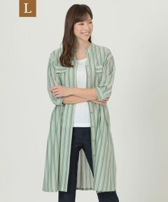 TRANS WORK (大きいサイズ) / トランスワーク (オオキイサイズ) ロング・マキシ丈ワンピース | 【L】【ウォッシャブル】ハイゲージストライプ天竺ワンピース