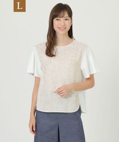 TRANS WORK (大きいサイズ) / トランスワーク (オオキイサイズ) その他トップス | 【L】【ウォッシャブル】エンブロイダリープリントカットソーコンビブラウス