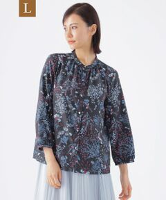 TRANS WORK (大きいサイズ) / トランスワーク (オオキイサイズ) その他トップス | 【L】【ウォッシャブル】ブルーボタニカルプリントブラウス