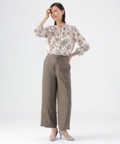 TRANS WORK (大きいサイズ) / トランスワーク (オオキイサイズ) その他トップス | 【L】【ウォッシャブル】ブルーボタニカルプリントブラウス | 詳細1