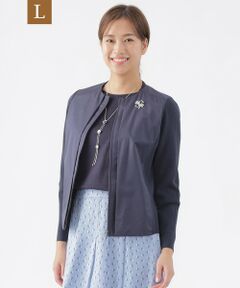 TRANS WORK (大きいサイズ) / トランスワーク (オオキイサイズ) テーラードジャケット | 【L】【ウォッシャブル】【セットアップ対応】ストレッチタフタコンビネーションノーカラージャケット