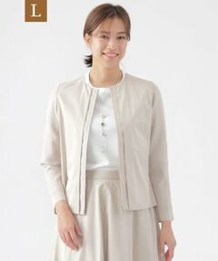 TRANS WORK (大きいサイズ) / トランスワーク (オオキイサイズ) テーラードジャケット | 【L】【ウォッシャブル】【セットアップ対応】ストレッチタフタコンビネーションノーカラージャケット
