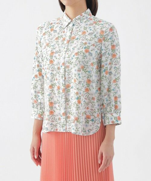 TRANS WORK (大きいサイズ) / トランスワーク (オオキイサイズ) その他トップス | 【L】【ウォッシャブル】ラインフラワープリントブラウス | 詳細4