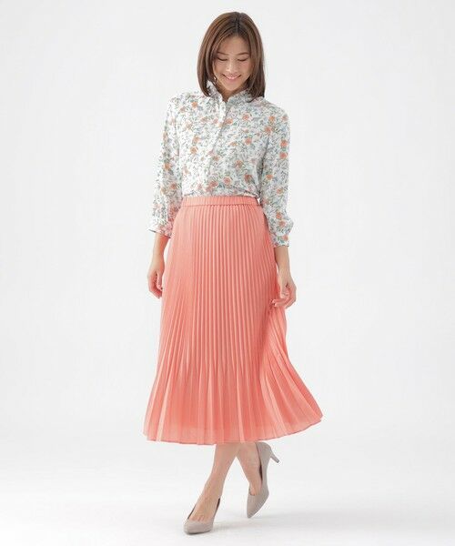 TRANS WORK (大きいサイズ) / トランスワーク (オオキイサイズ) その他トップス | 【L】【ウォッシャブル】ラインフラワープリントブラウス | 詳細1