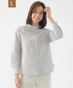 TRANS WORK (大きいサイズ) / トランスワーク (オオキイサイズ) その他トップス | 【L】【ウォッシャブル】エアリーコットンストライプシャツブラウス